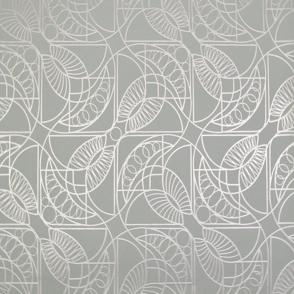 Wallpaper Cartouche Wallpaper Sample // Blue & Silver 8 x 10 