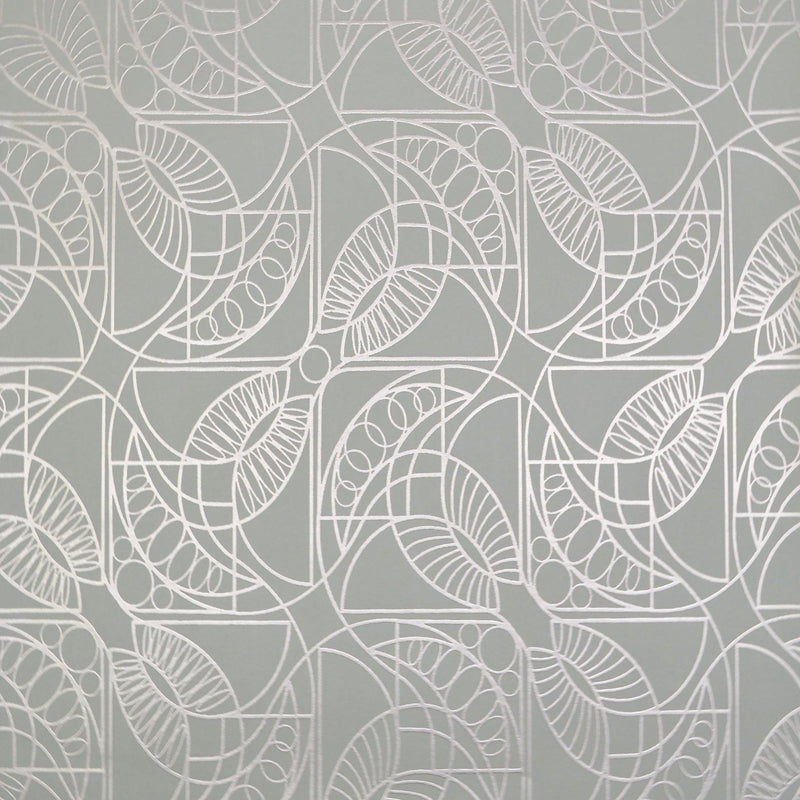 Wallpaper Cartouche Wallpaper Sample // Blue & Silver 8 x 10 