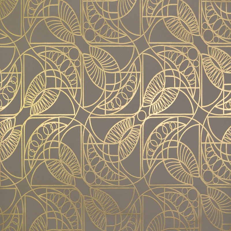Wallpaper Cartouche Wallpaper Sample // Khaki & Gold 8 x 10 