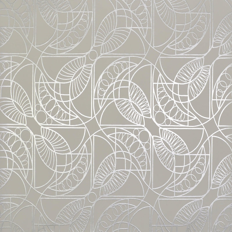 Wallpaper Cartouche Wallpaper // White & Silver 