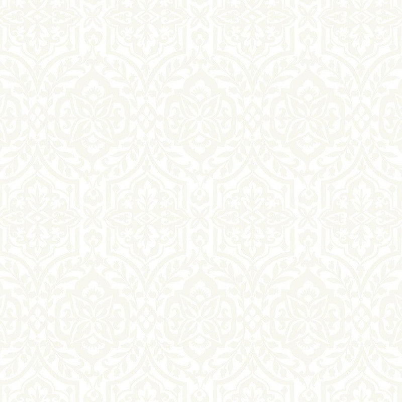Wallpaper Catherdral Damask Wallpaper Sample // White 8 x 10 