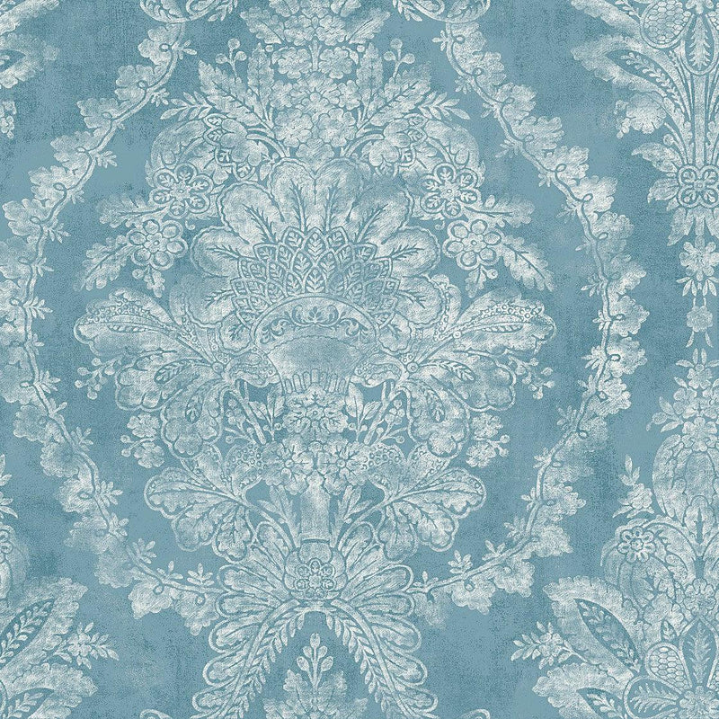 Wallpaper Charleston Damask Wallpaper // Blue 