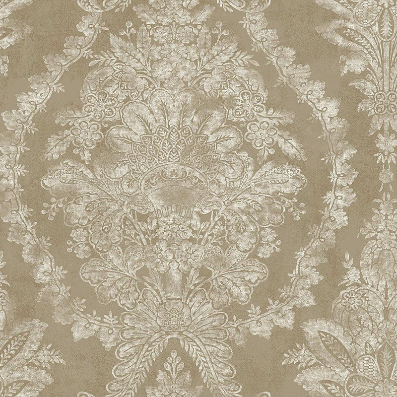 Wallpaper Charleston Damask Wallpaper Sample // Bronze 8 x 10 
