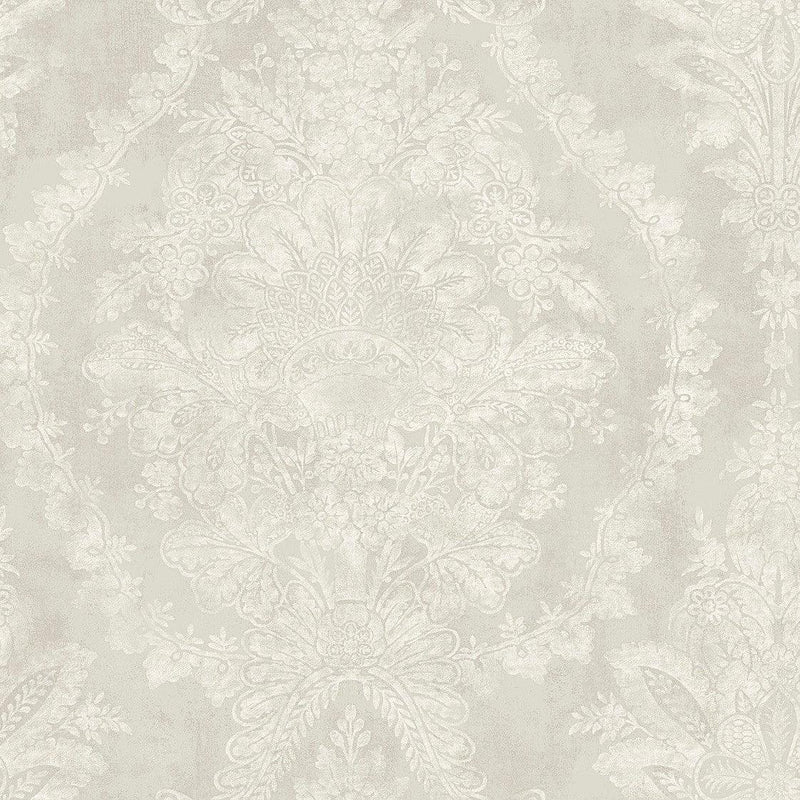 Wallpaper Charleston Damask Wallpaper Sample // Cream 8 x 10 