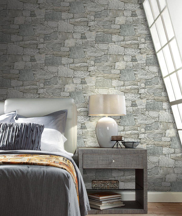 Wallpaper Chateau Stone Peel & Stick Wallpaper // Grey & Beige 