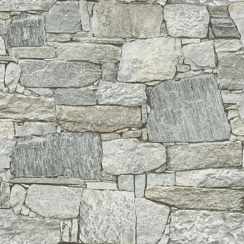Wallpaper Chateau Stone Peel & Stick Wallpaper Sample // Grey & Beige 8 x 10 
