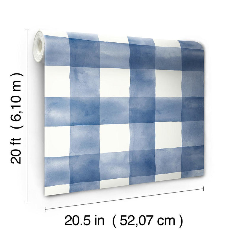 Wallpaper Checkmate Watercolor Plaid Peel & Stick Wallpaper // Blue 