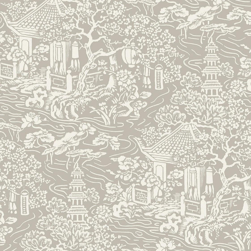 Wallpaper Chinoiserie Wallpaper Sample // Beige 8 x 10 