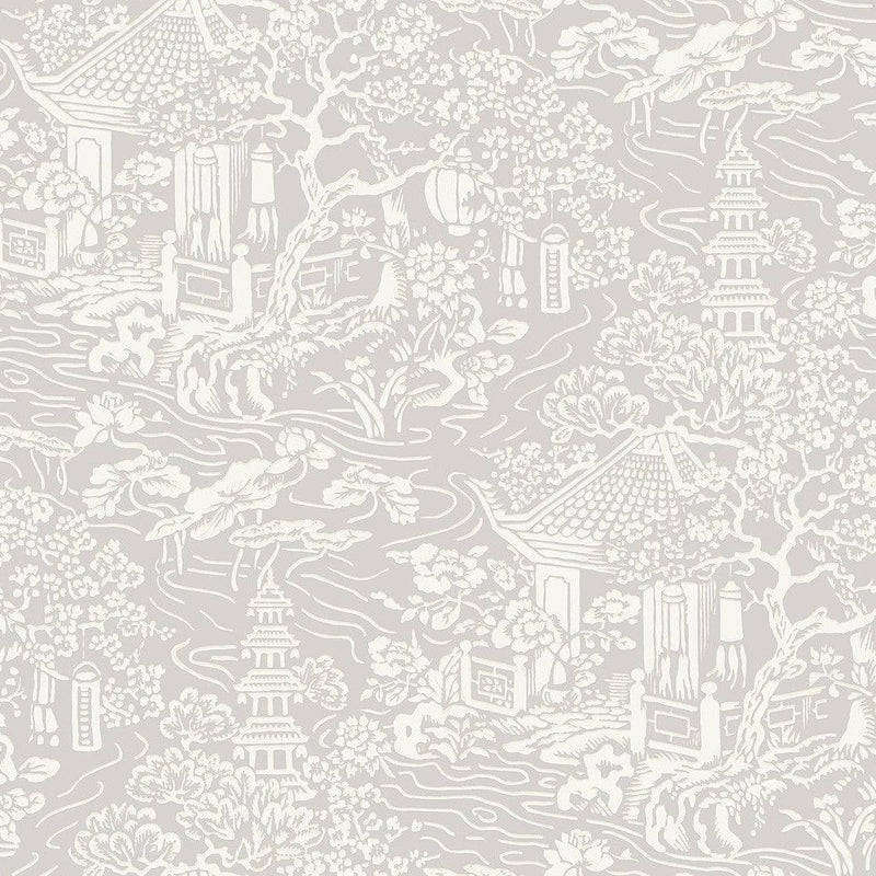 Wallpaper Chinoiserie Wallpaper Sample // Grey 8 x 10 