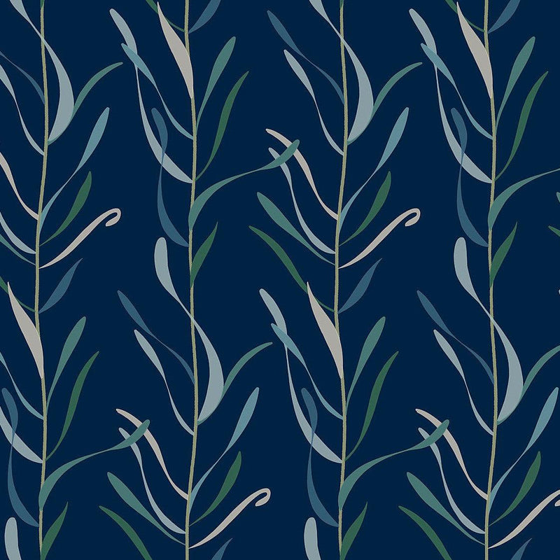Wallpaper Chloe Vine Wallpaper Sample // Indigo 8 x 10 