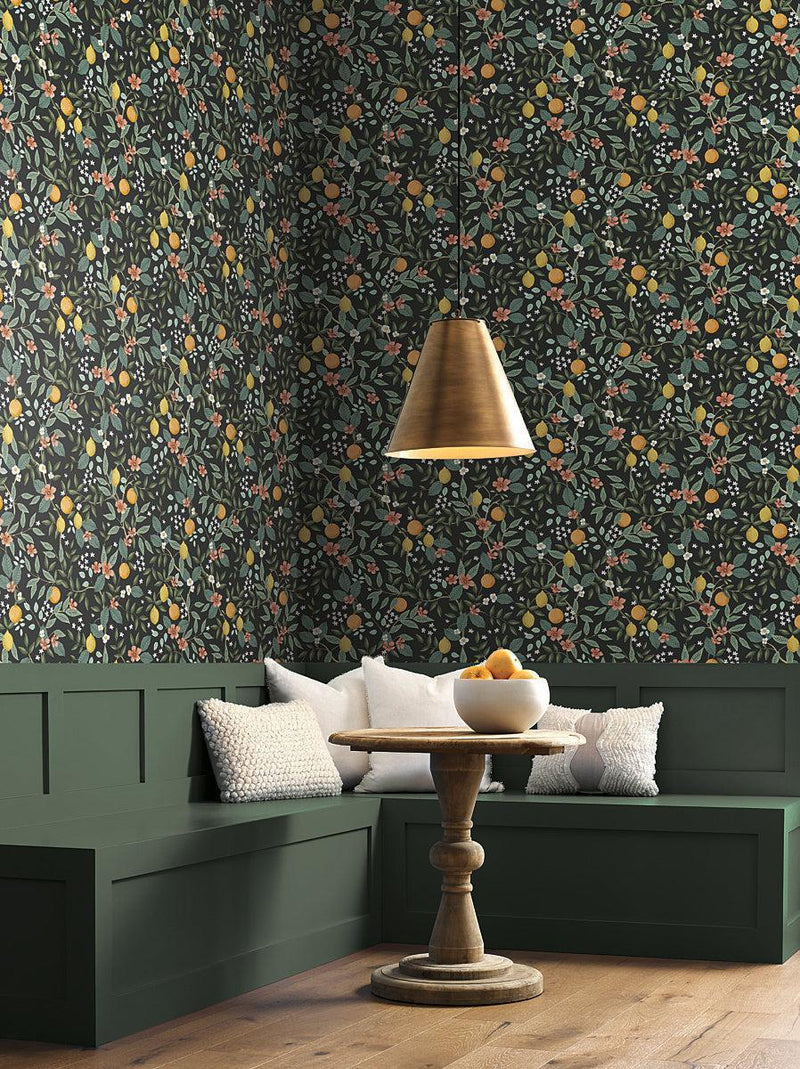 Wallpaper Citrus Grove Peel & Stick Wallpaper // Black 