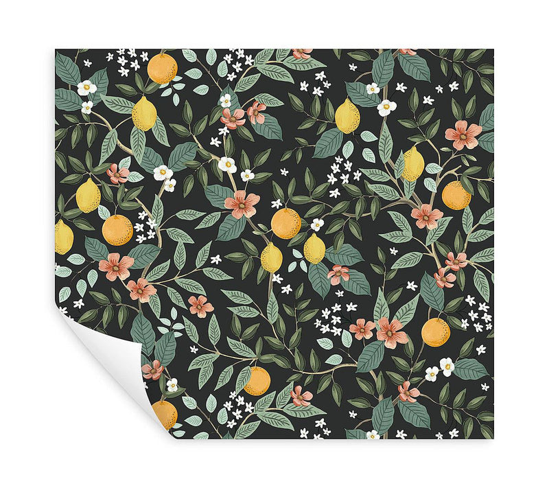 Wallpaper Citrus Grove Peel & Stick Wallpaper // Black 