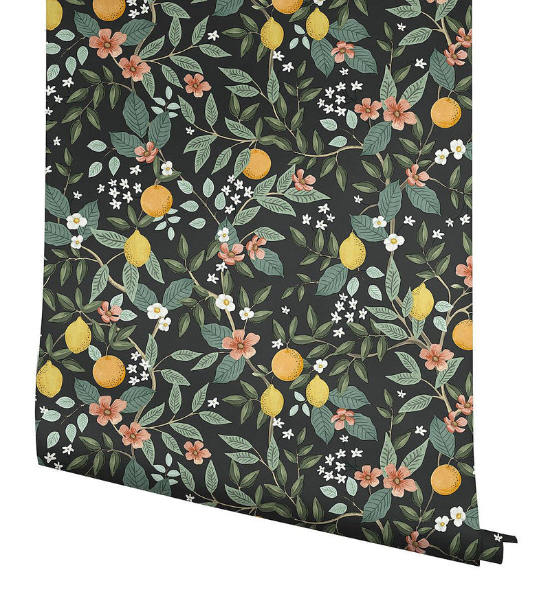 Wallpaper Citrus Grove Peel & Stick Wallpaper // Black 