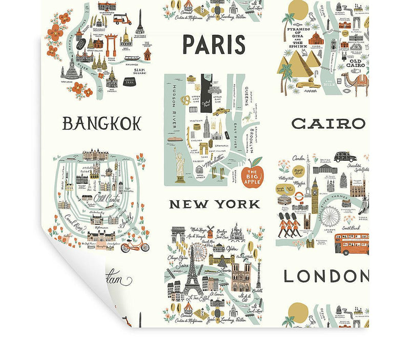 Wallpaper City Maps Peel & Stick Wallpaper // Mint 