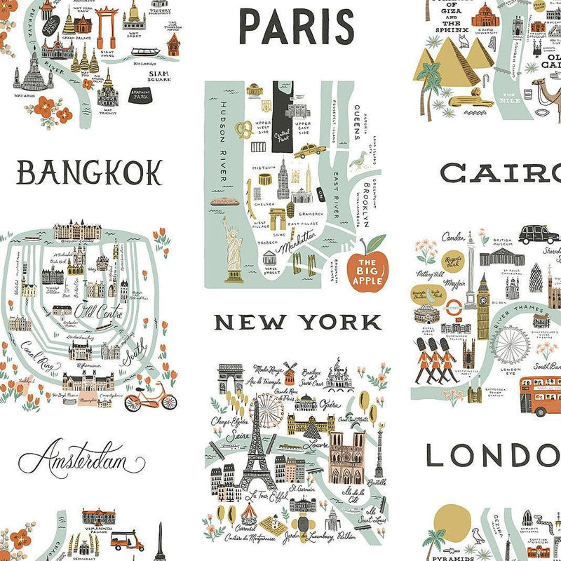 Wallpaper City Maps Peel & Stick Wallpaper Sample // Mint 8 x 10 