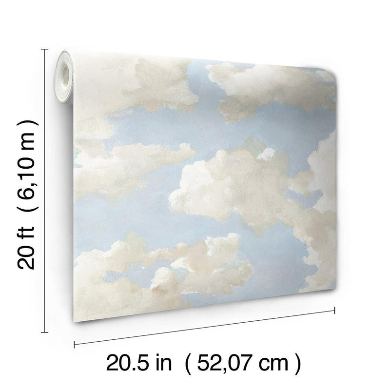 Wallpaper Clouds on Canvas Peel & Stick Wallpaper // Blue 