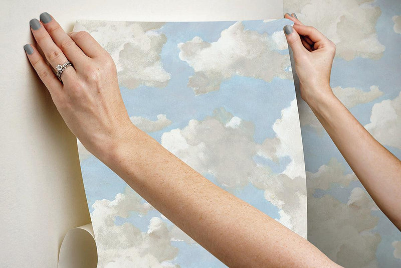Wallpaper Clouds on Canvas Peel & Stick Wallpaper // Blue 