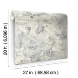 Wallpaper Coastal Map Peel & Stick Wallpaper // Blue & Beige 