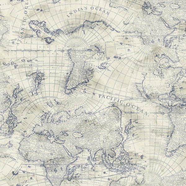 Wallpaper Coastal Map Peel & Stick Wallpaper // Blue & Beige 