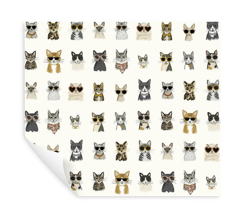 Wallpaper Cool Cats Peel & Stick Wallpaper // Grey & Gold 