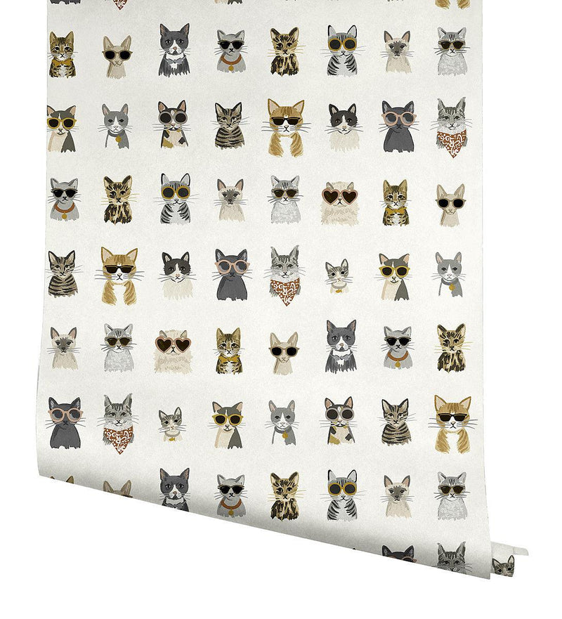 Wallpaper Cool Cats Peel & Stick Wallpaper // Grey & Gold 