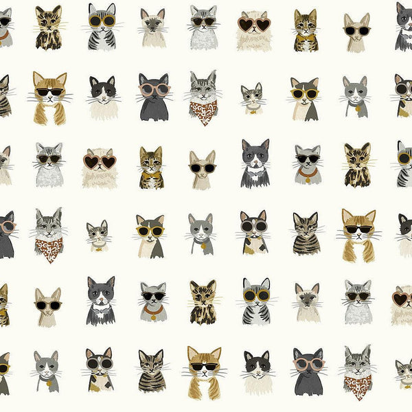 Wallpaper Cool Cats Peel & Stick Wallpaper // Grey & Gold 