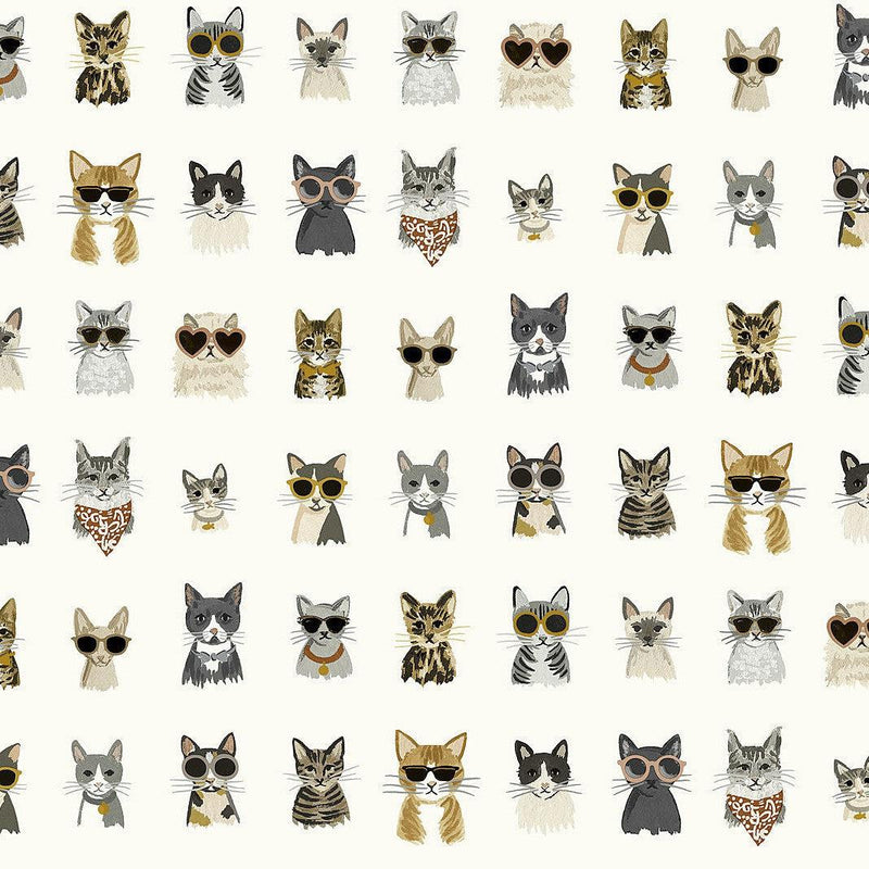Wallpaper Cool Cats Peel & Stick Wallpaper Sample // Grey & Gold 8 x 10 