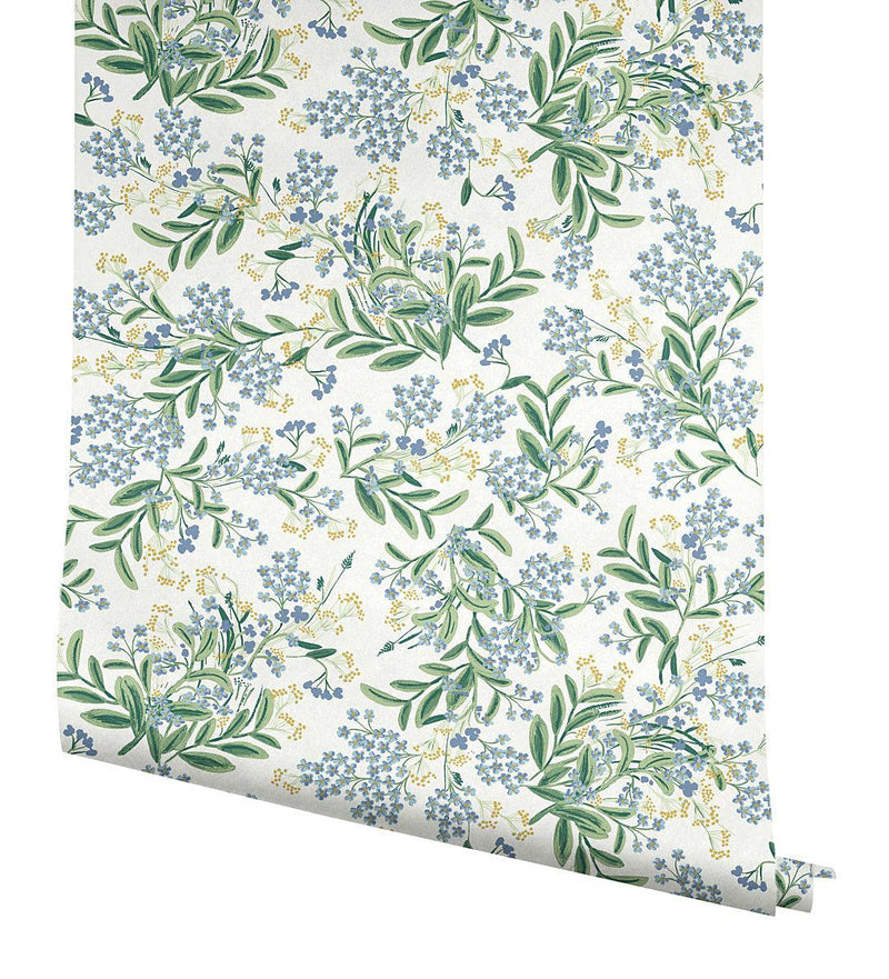 Wallpaper Cornflower Wallpaper // White & Green 