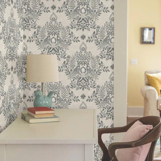 Wallpaper Cottontail Toile Premium Peel + Stick Wallpaper // Linen & Charcoal 