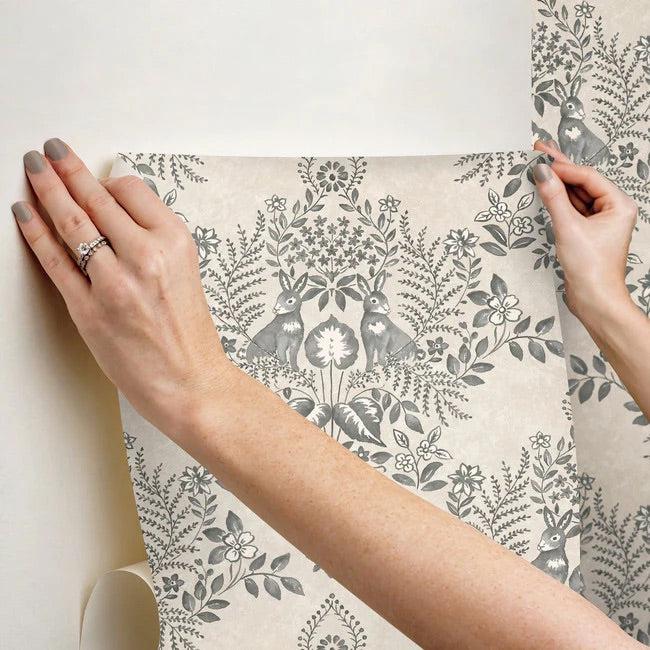 Wallpaper Cottontail Toile Premium Peel + Stick Wallpaper // Linen & Charcoal 