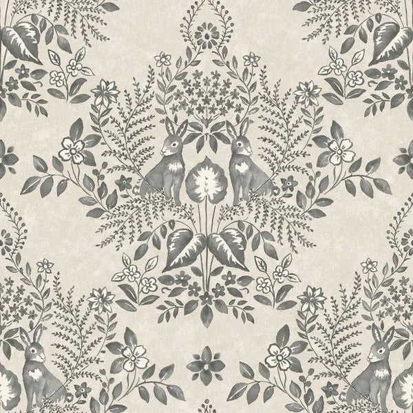 Wallpaper Cottontail Toile Premium Peel + Stick Wallpaper // Linen & Charcoal 