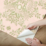Wallpaper Cottontail Toile Premium Peel + Stick Wallpaper // Pink & Chartreuse 