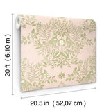 Wallpaper Cottontail Toile Premium Peel + Stick Wallpaper // Pink & Chartreuse 