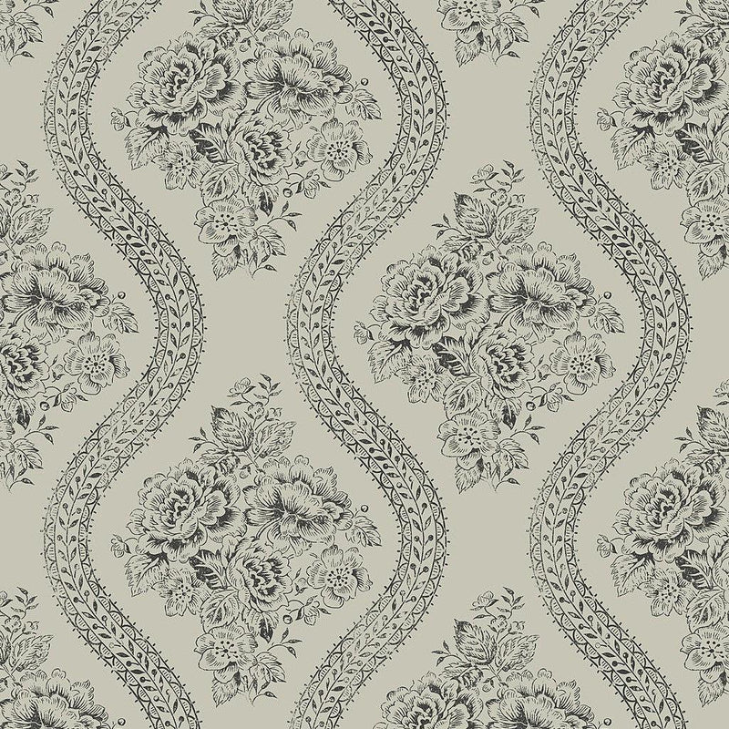 Wallpaper Coverlet Floral Wallpaper // Black & Grey 