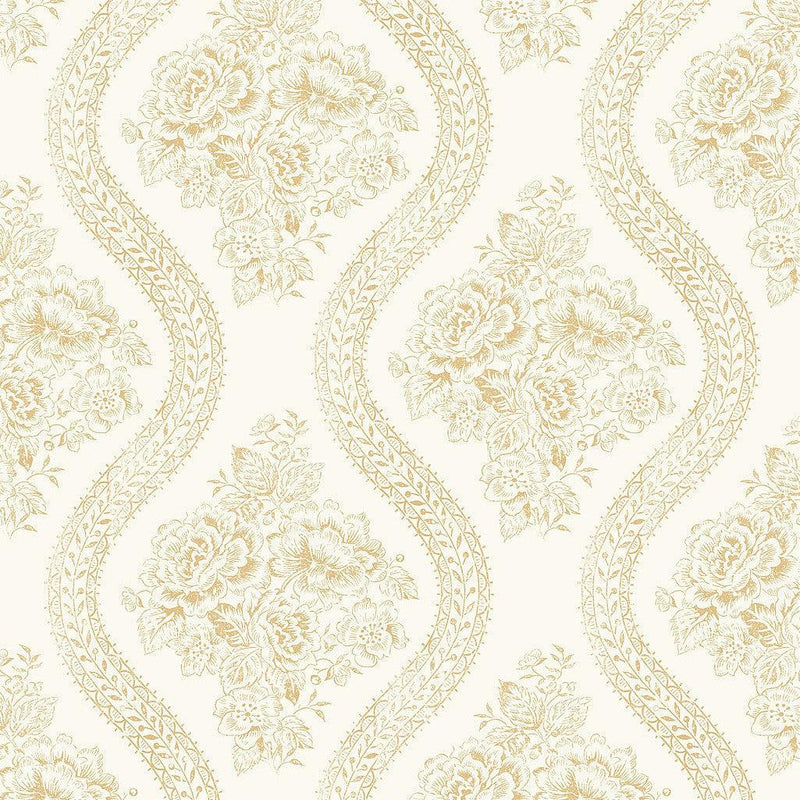 Wallpaper Coverlet Floral Wallpaper Sample // Yellow 8 x 10 
