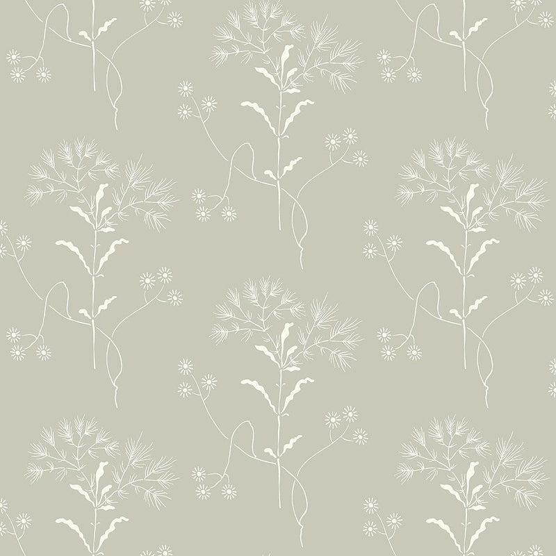 Wallpaper Cupola Wildflower Wallpaper Sample // Light Grey & White 8 x 10 