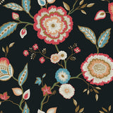 Wallpaper Dahlia Blooms Wallpaper // Black & Pink Metallic 