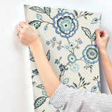 Wallpaper Dahlia Blooms Wallpaper // Blue & White 