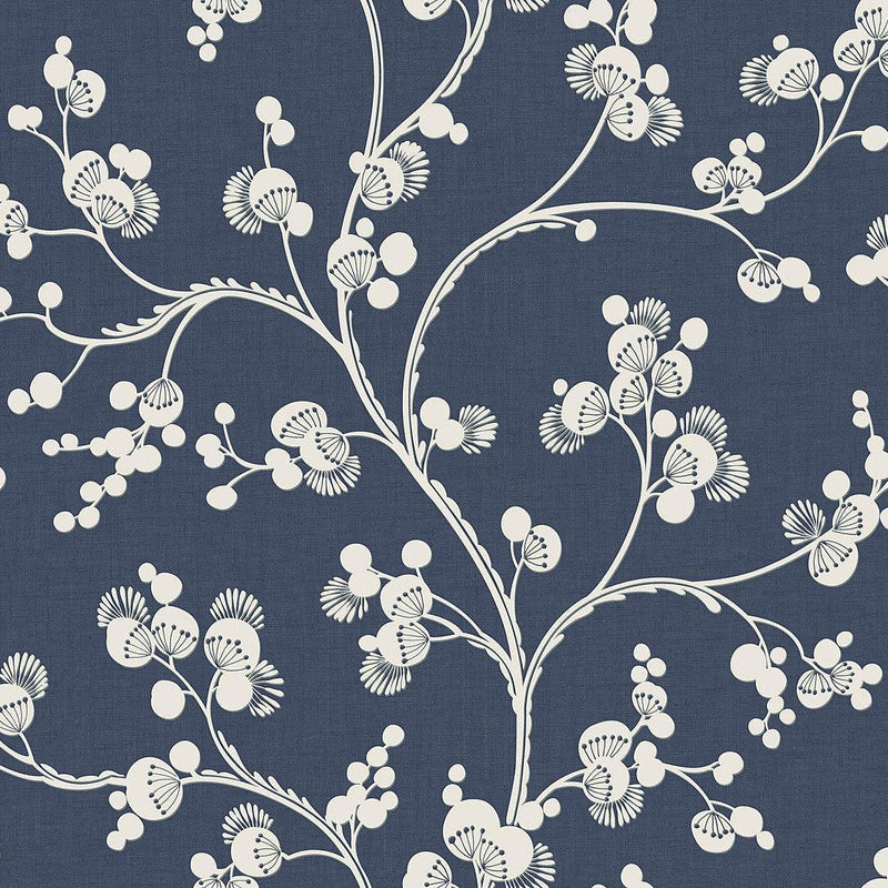 Wallpaper Dahlia Trail Wallpaper Sample // Navy 8 x 10 