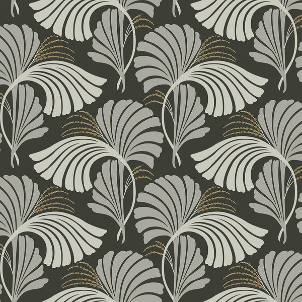 Wallpaper Dancing Leaves Wallpaper // Black 