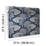 Wallpaper Dancing Leaves Wallpaper // Navy 