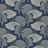 Wallpaper Dancing Leaves Wallpaper // Navy 