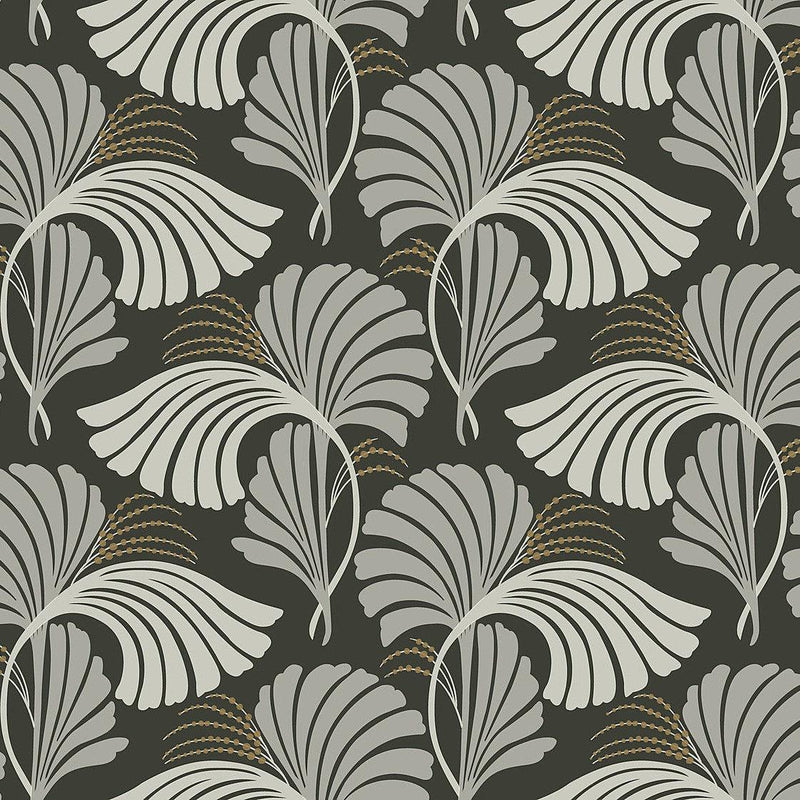 Wallpaper Dancing Leaves Wallpaper Sample // Black 8 x 10 