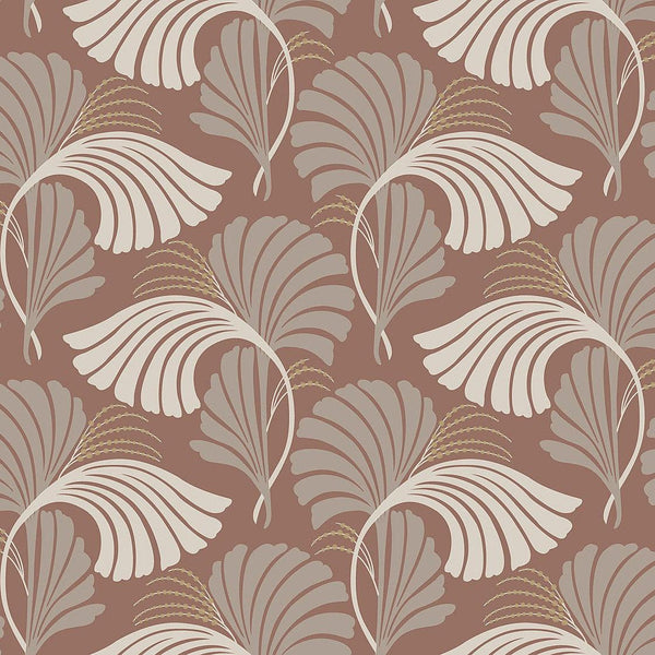 Wallpaper Dancing Leaves Wallpaper // Tan 