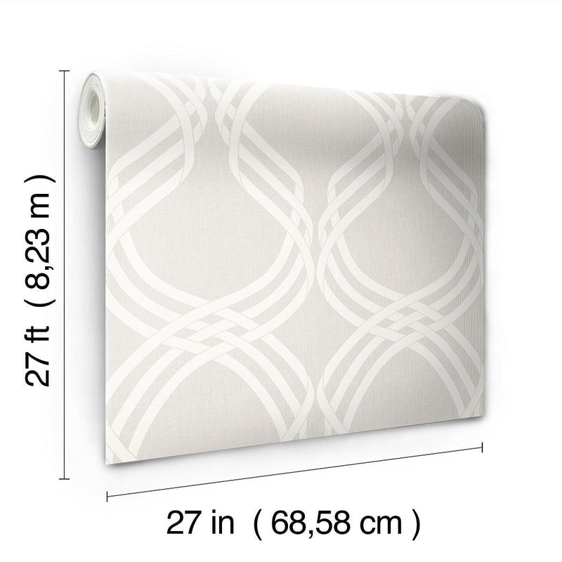 Wallpaper Dante Ribbon Wallpaper // Beige & White 