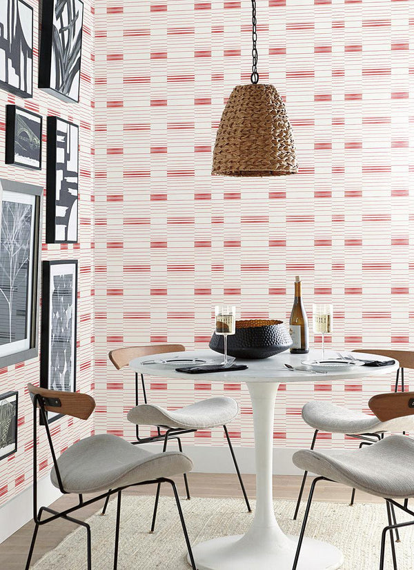 Wallpaper Dashing Stripe Wallpaper // Red & White 