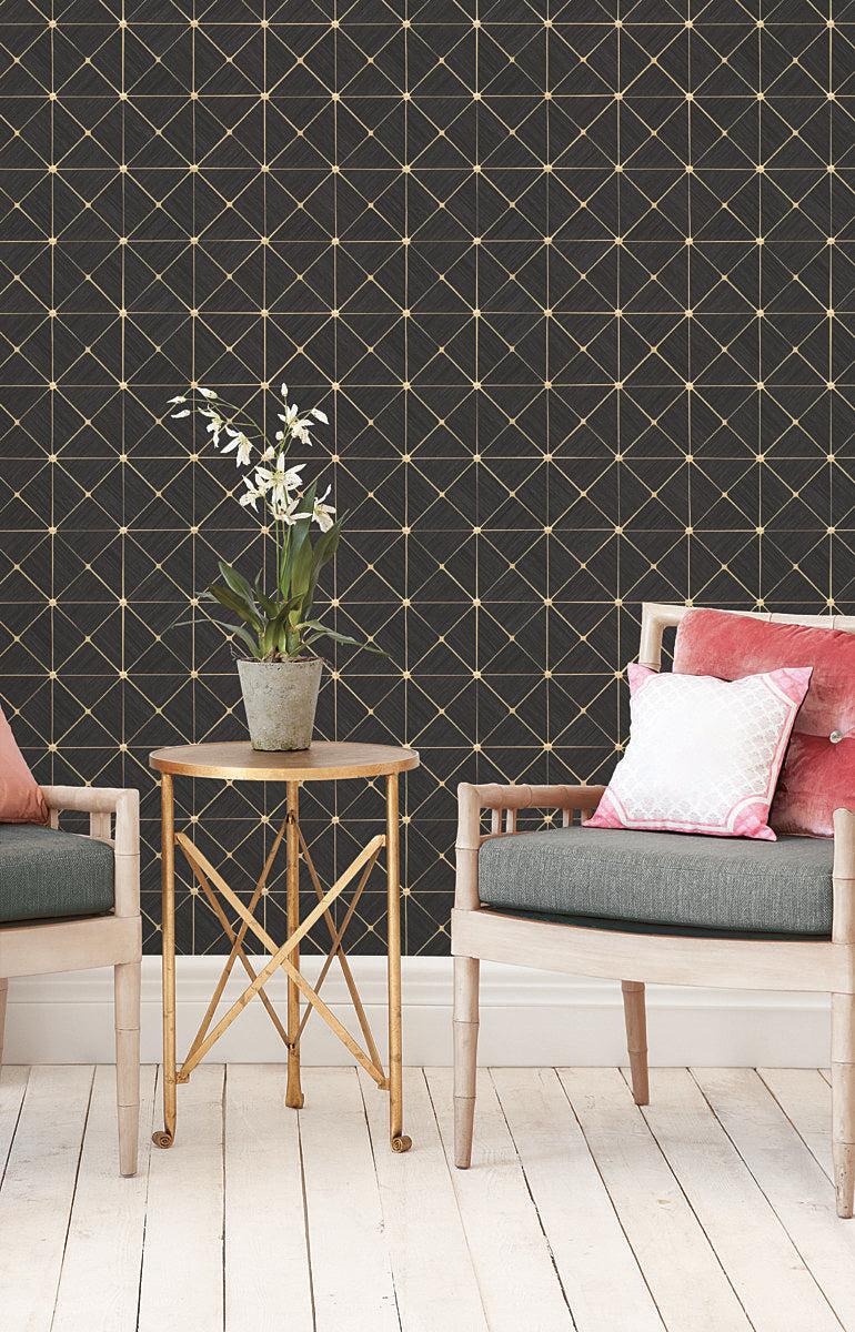 Wallpaper - Dazzling Diamond Sisal Grasscloth Wallpaper // Gold