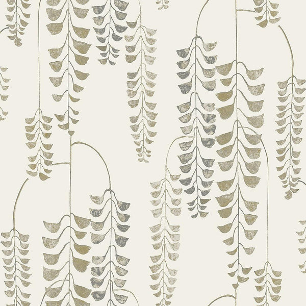 Wallpaper Deco Wisteria Wallpaper // Cream & Gold 