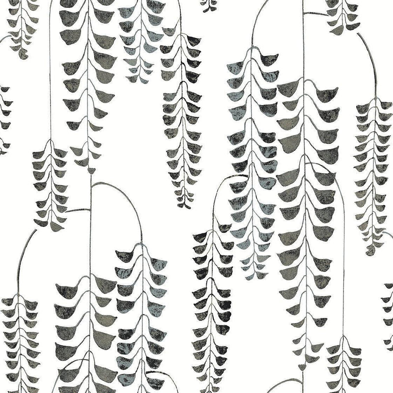 Wallpaper Deco Wisteria Wallpaper Sample // Black Metallic 8 x 10 