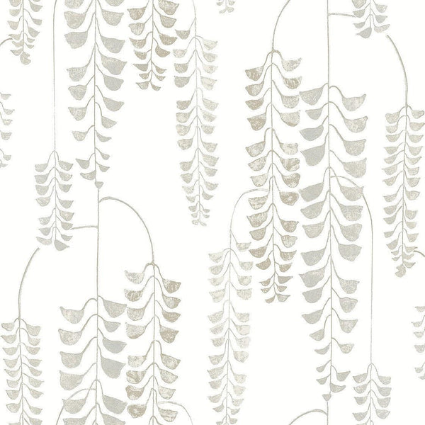 Wallpaper Deco Wisteria Wallpaper // White & Cream 